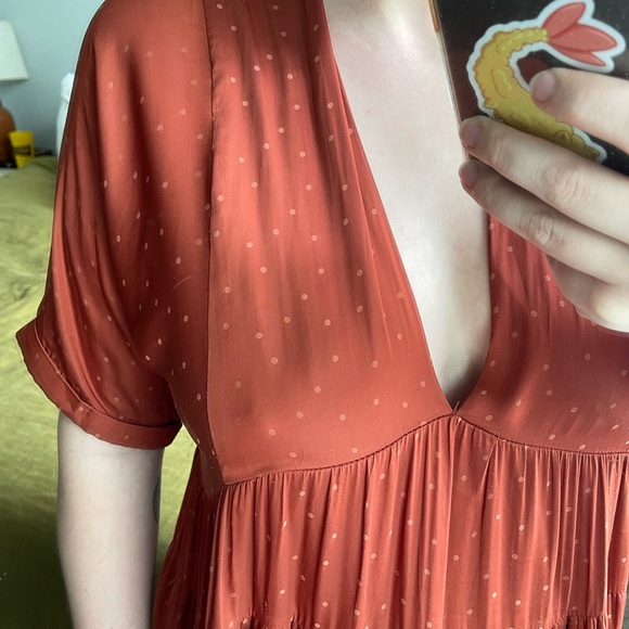 By Together Rust Double V Mini Dress L - Picture 2 of 11